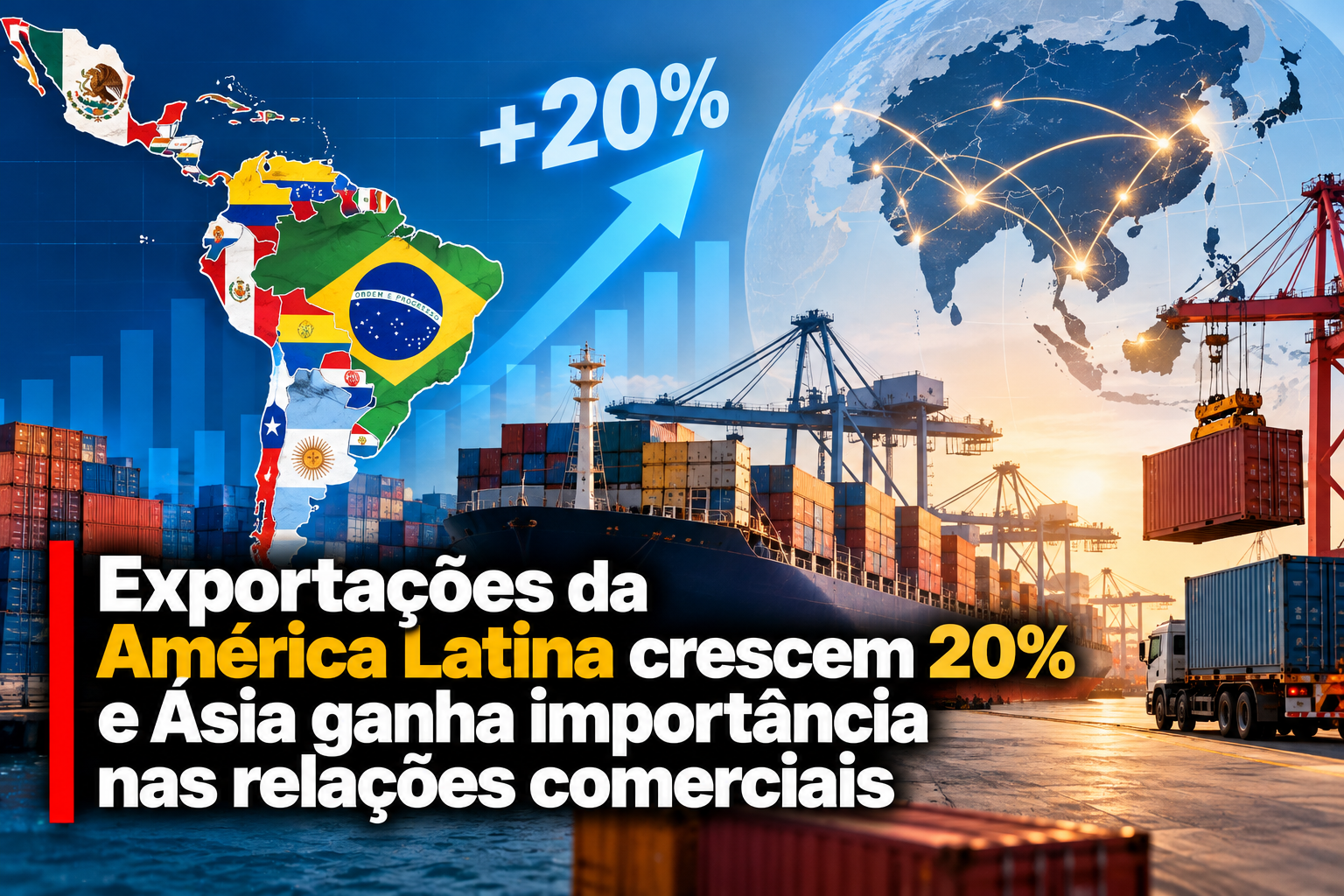 Exportações da América Latina crescem 20% e Ásia ganha importância nas relações comerciais