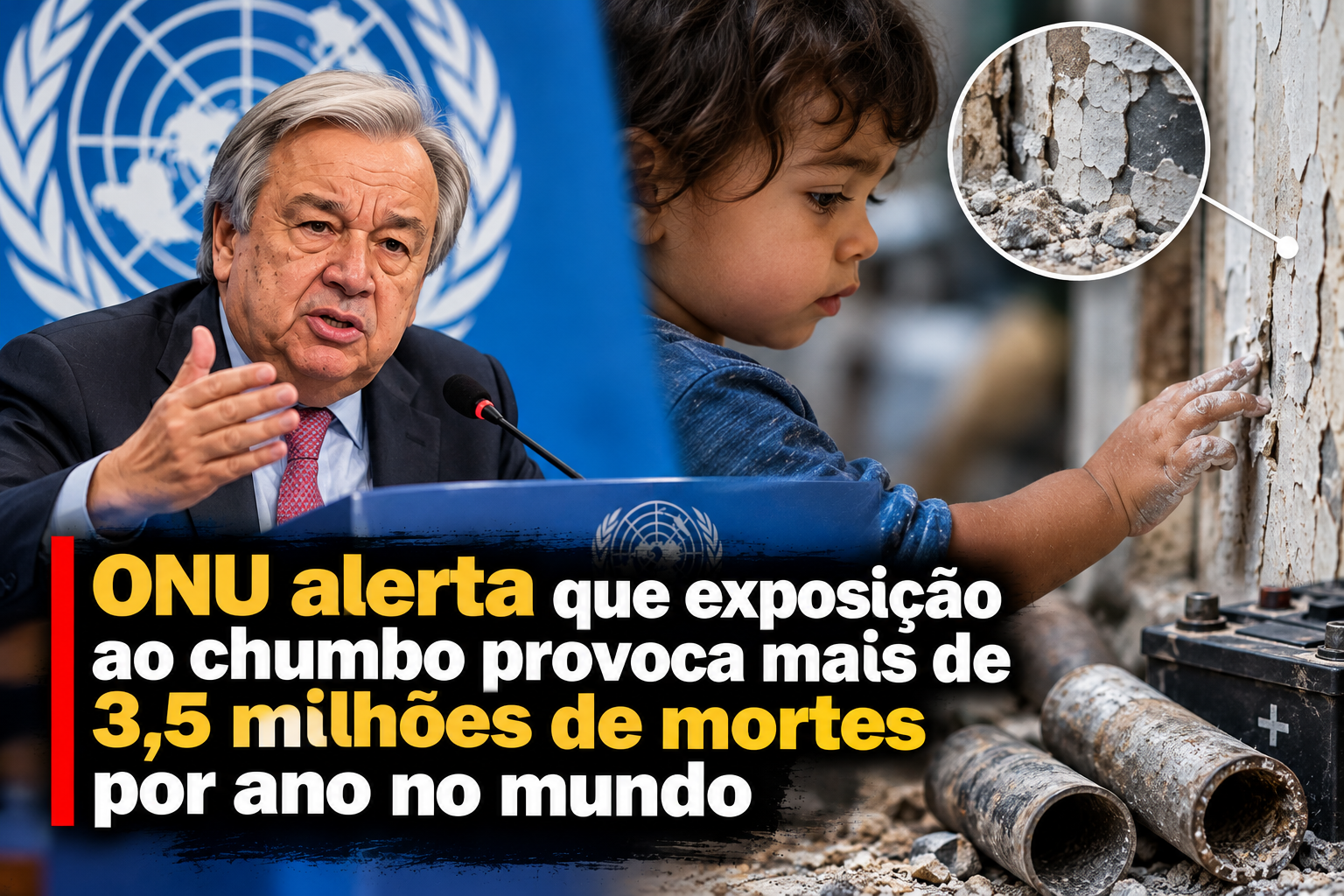 ONU alerta que exposição ao chumbo provoca mais de 3,5 milhões de mortes por ano no mundo